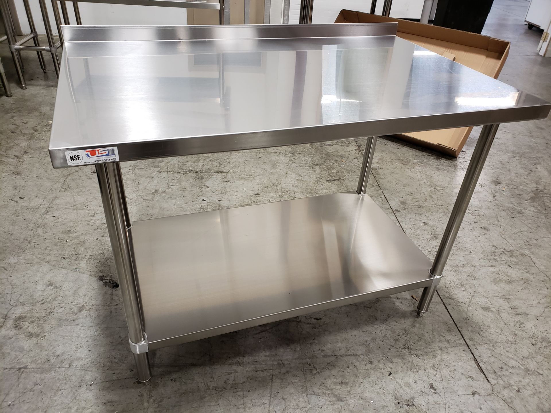 48" x 30" All Stainless Work Table with 1.5" Back Splash - 34" High