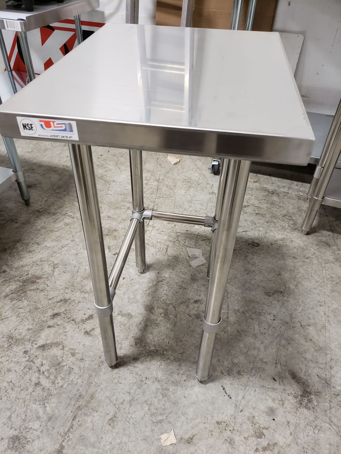 18" x 24" All Stainless Work Table with Tube Base Legs - 34" High