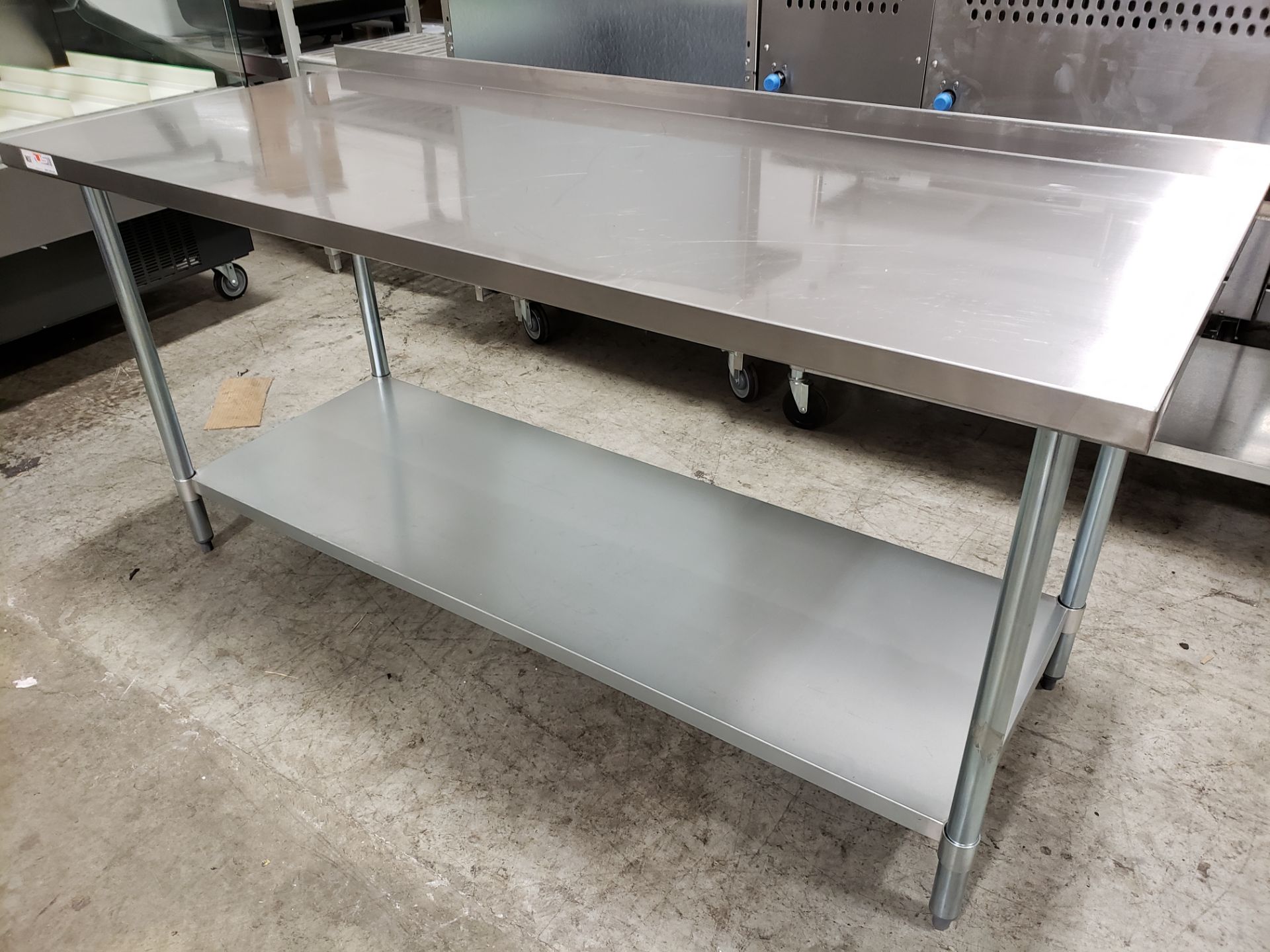 24" x 72" Stainless Work Table with Galvanized Under Shelf & 1.5" Back Splash