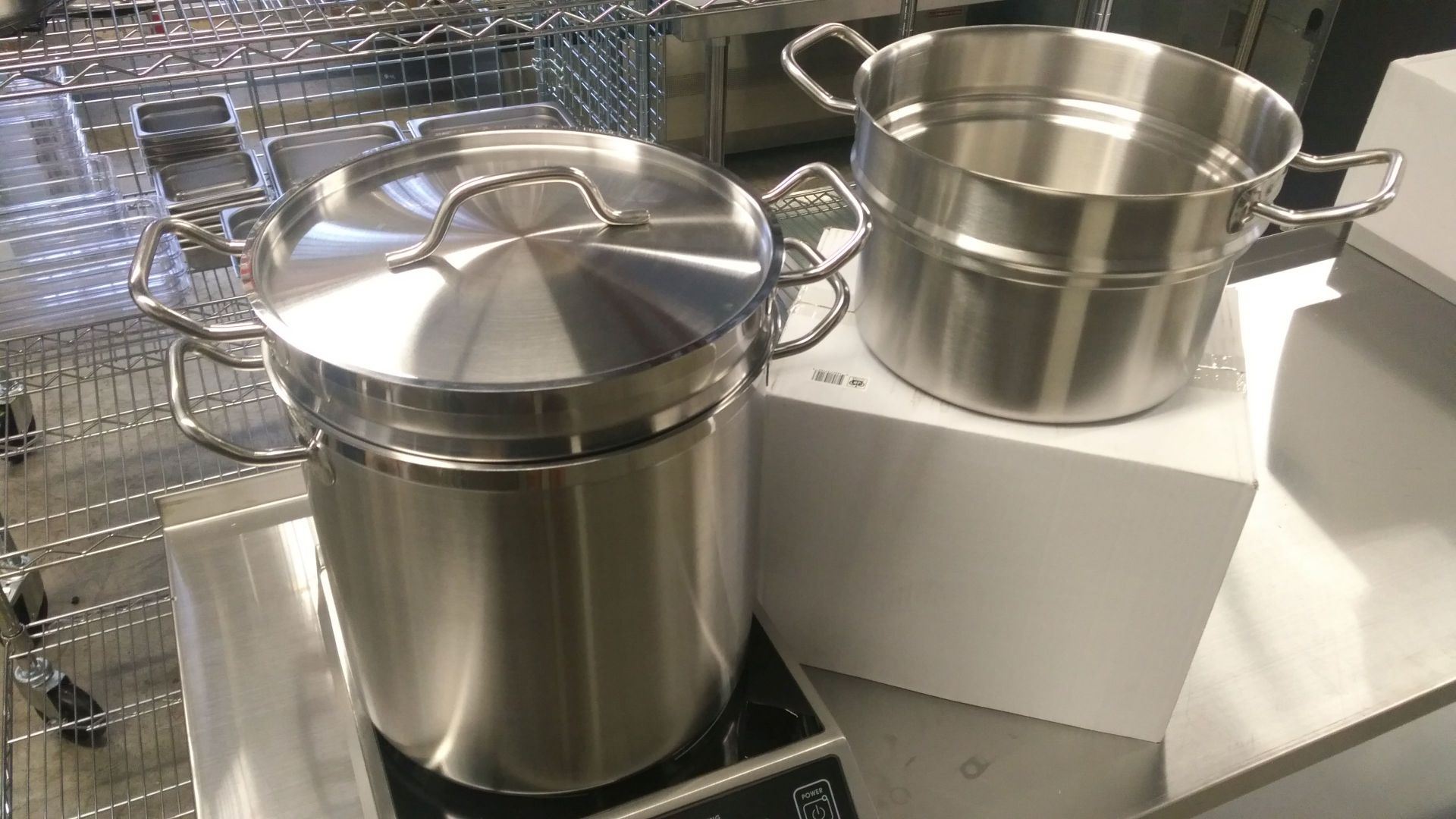 20qt Heavy Duty Stainless Stock Pot with Steamer Basket and Double Boiler - Image 2 of 6