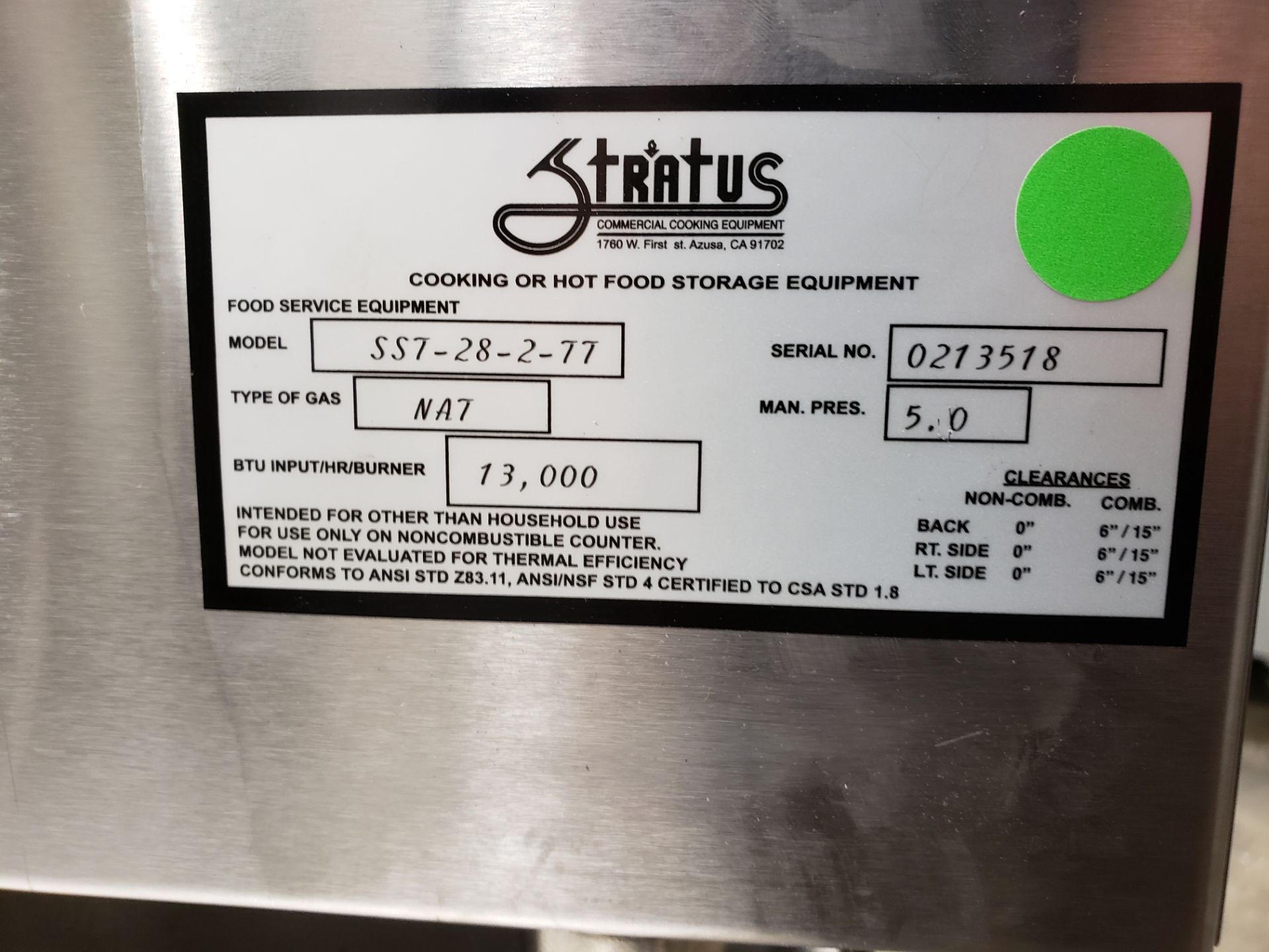 2 Hot Well Natural Gas Counter Top Unit - Model SST-28-2-TT - US Made - Image 4 of 4