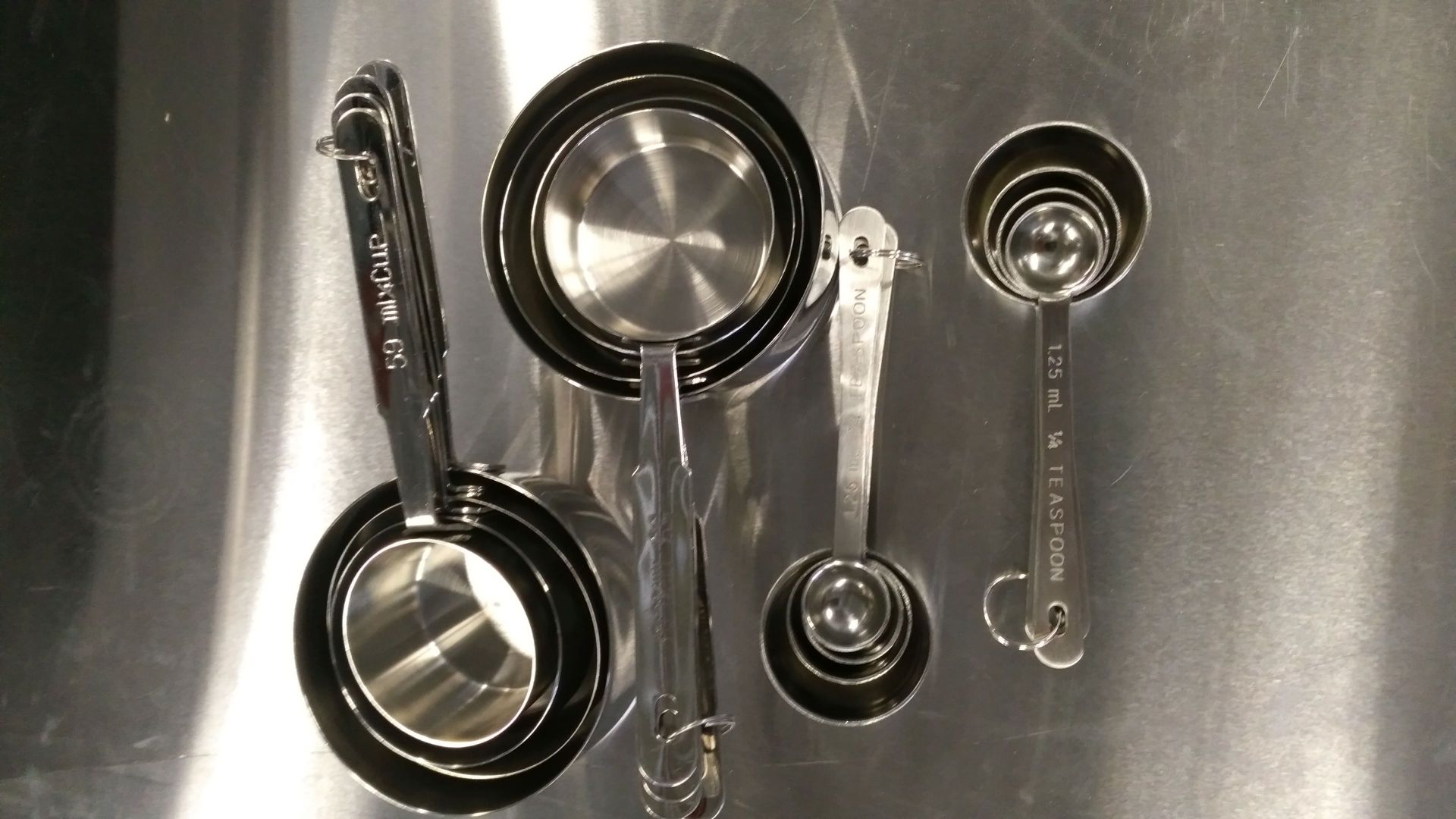 Stainless Measuring Cups & Spoons - Lot of 2 Sets (16 Pieces)