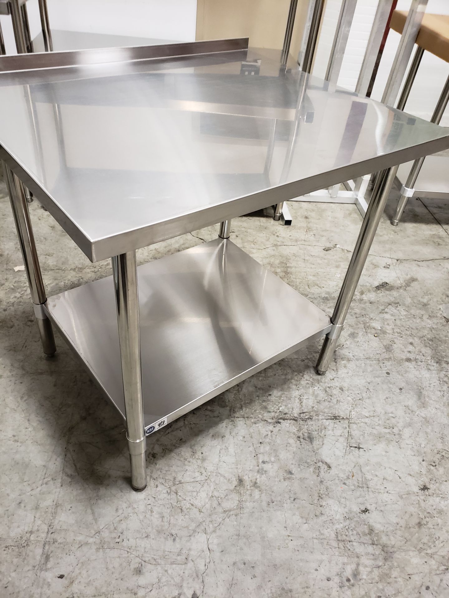 36" x 30" All Stainless Work Table with 1.5" Back Splash - 34" High