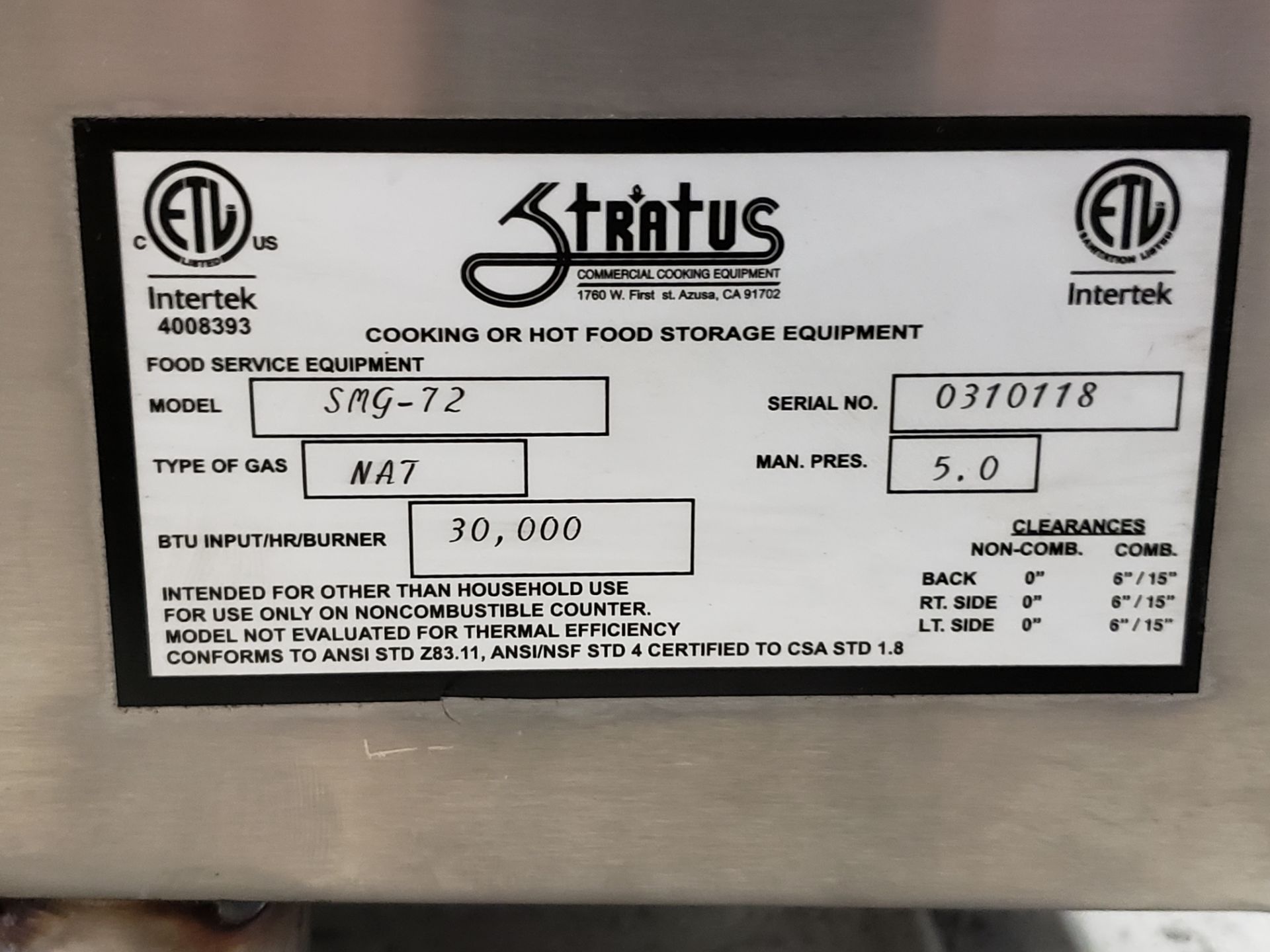 72" Natural Gas Counter Top Manual Griddle - US Made - Model SMG-72 - Image 4 of 4