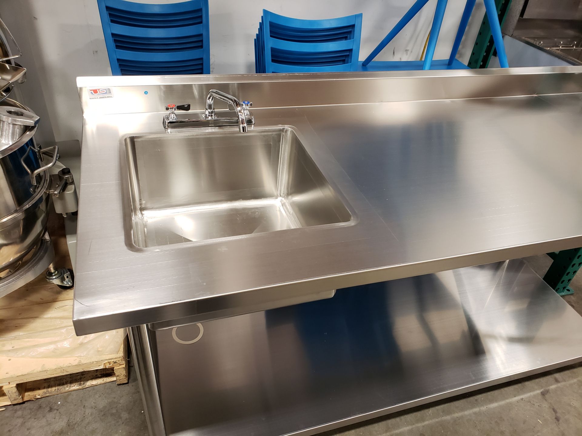 30" x 72" All Stainless Counter with Left Side Sink, Faucet, Drain & Back Splash - Image 2 of 6