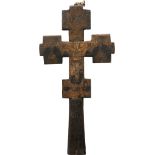 North Carpathian, Peasant Blessing Cross, late 19th Century, Tempera on Wood, 23.7x12 cm