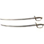 Lot of 2 Cavalry swords without scabbards, late 19th Century