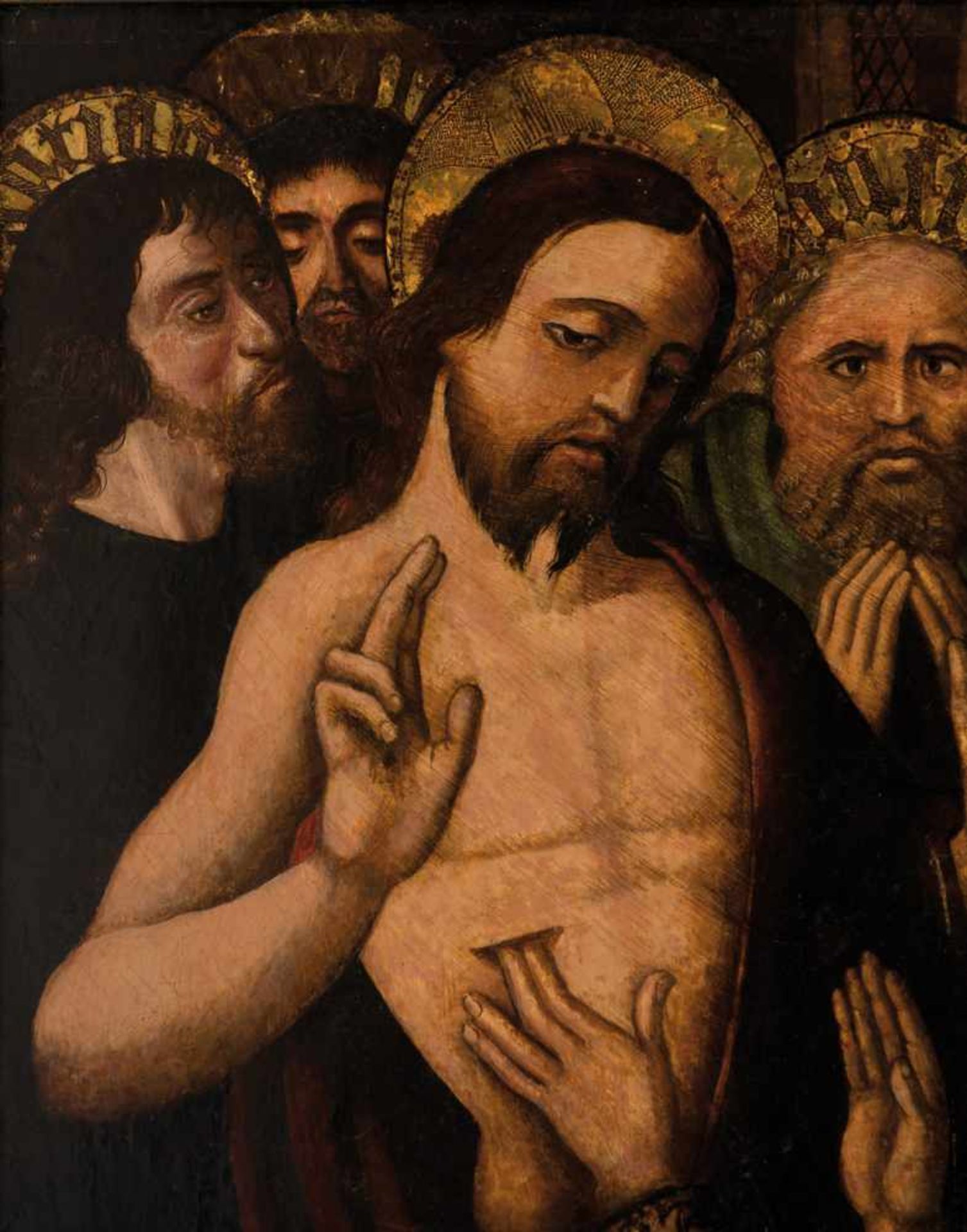 Master of Belorado. Burgos. 15th century.↵↵"The incredulity of Saint Thomas"↵Tempera and pricked - Bild 2 aus 3