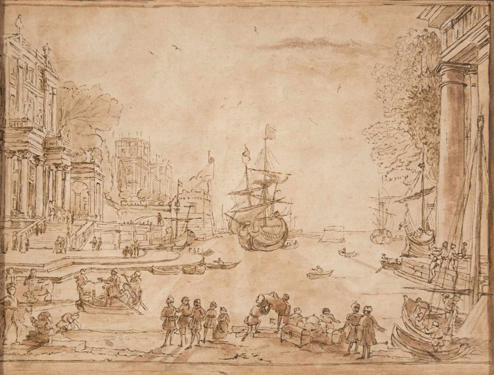 Attributed to Claude Lorrain (Chamagne, France c. 1600 - Rome, 1682)↵“Odysseus returns Chryseis to