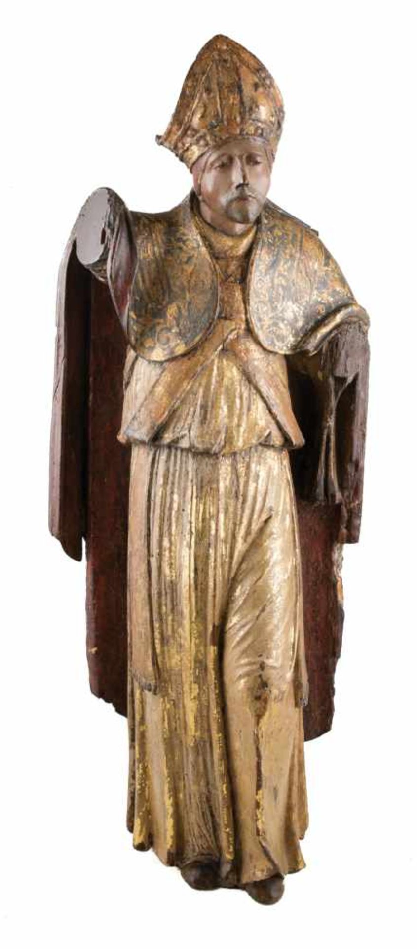 "Bishop". Carved, gilded and polychromed wooden sculpture. Castilian School. Late 15th / early