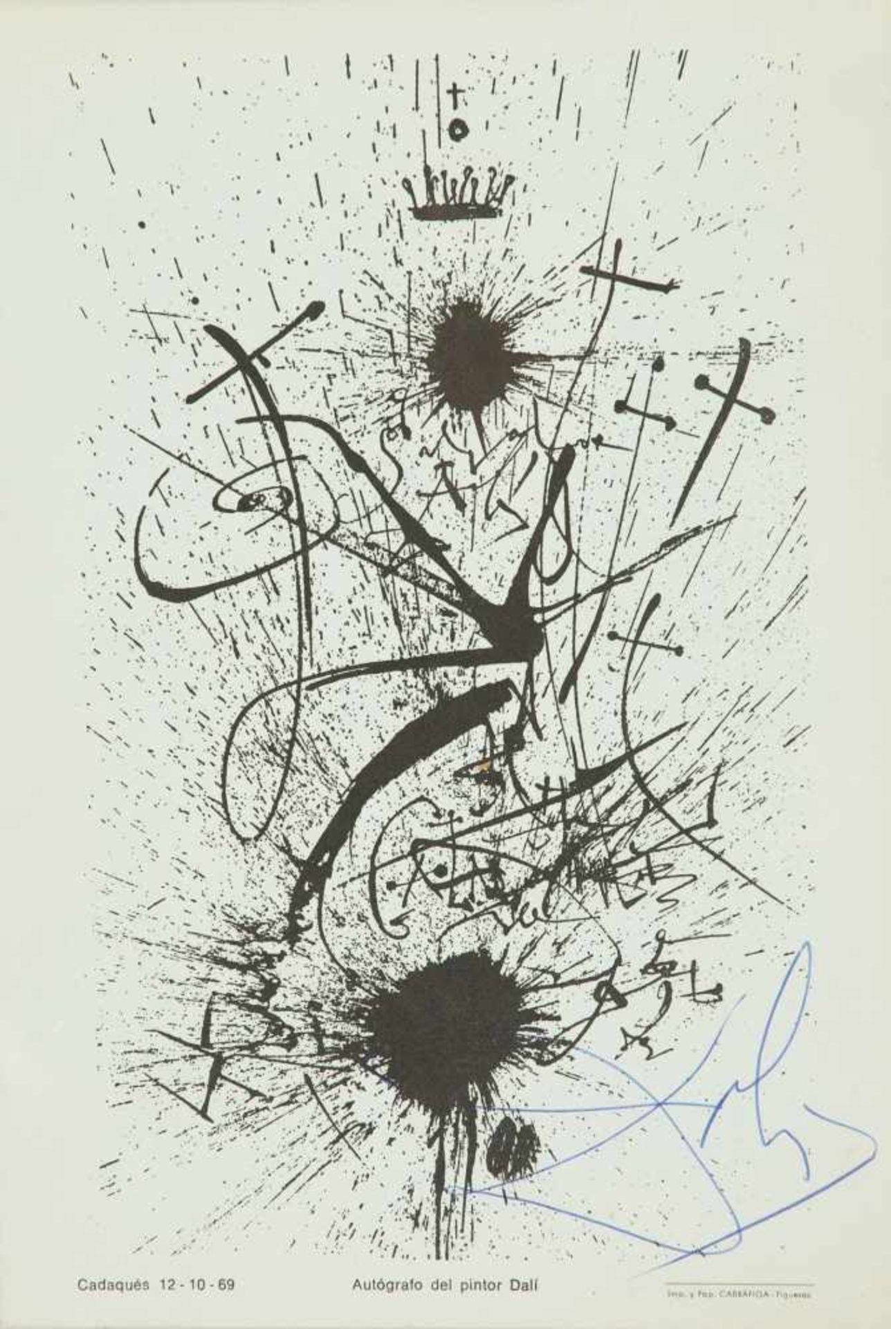 Salvador Dalí (Figueres, 1904 - 1989) Ballpoint pen autograph on paper. 24 x 16 cm.