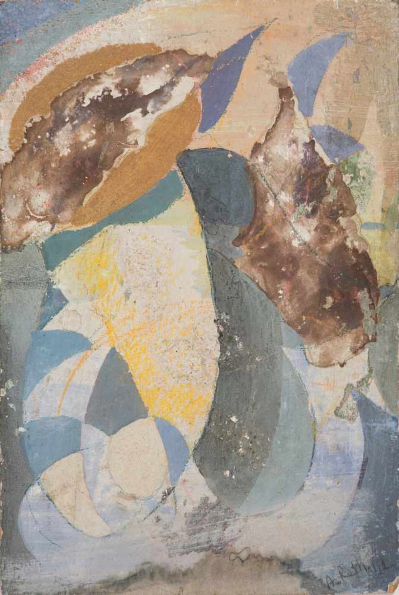 Alfred Reth (Budapest, 1884 - Paris, 1966) Mixed media and material on panel. Signed and dated in