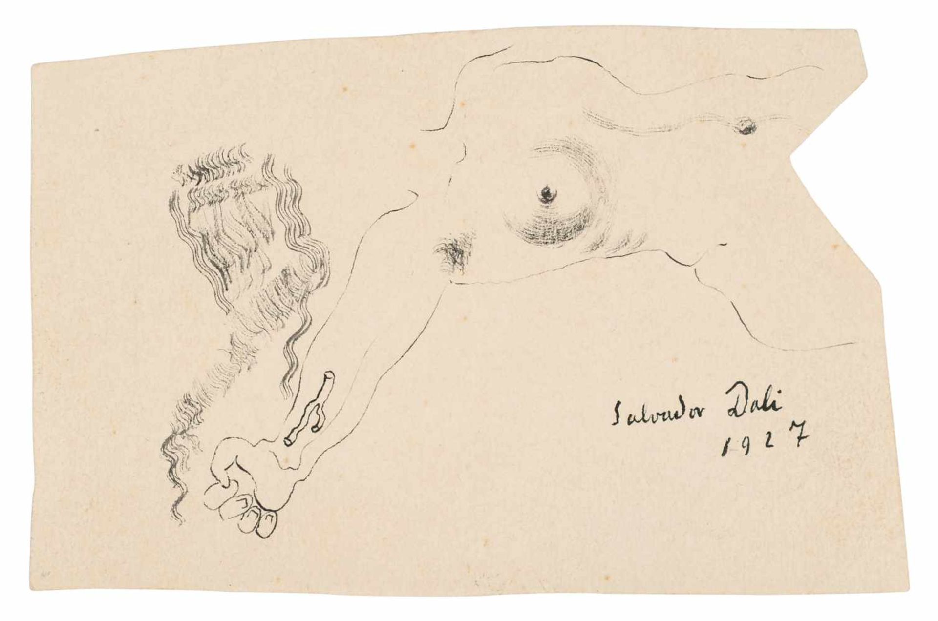 Salvador Dalí (Figueres, 1904 - 1989) Ink drawing on paper. Signed and dated in 1927. This is a