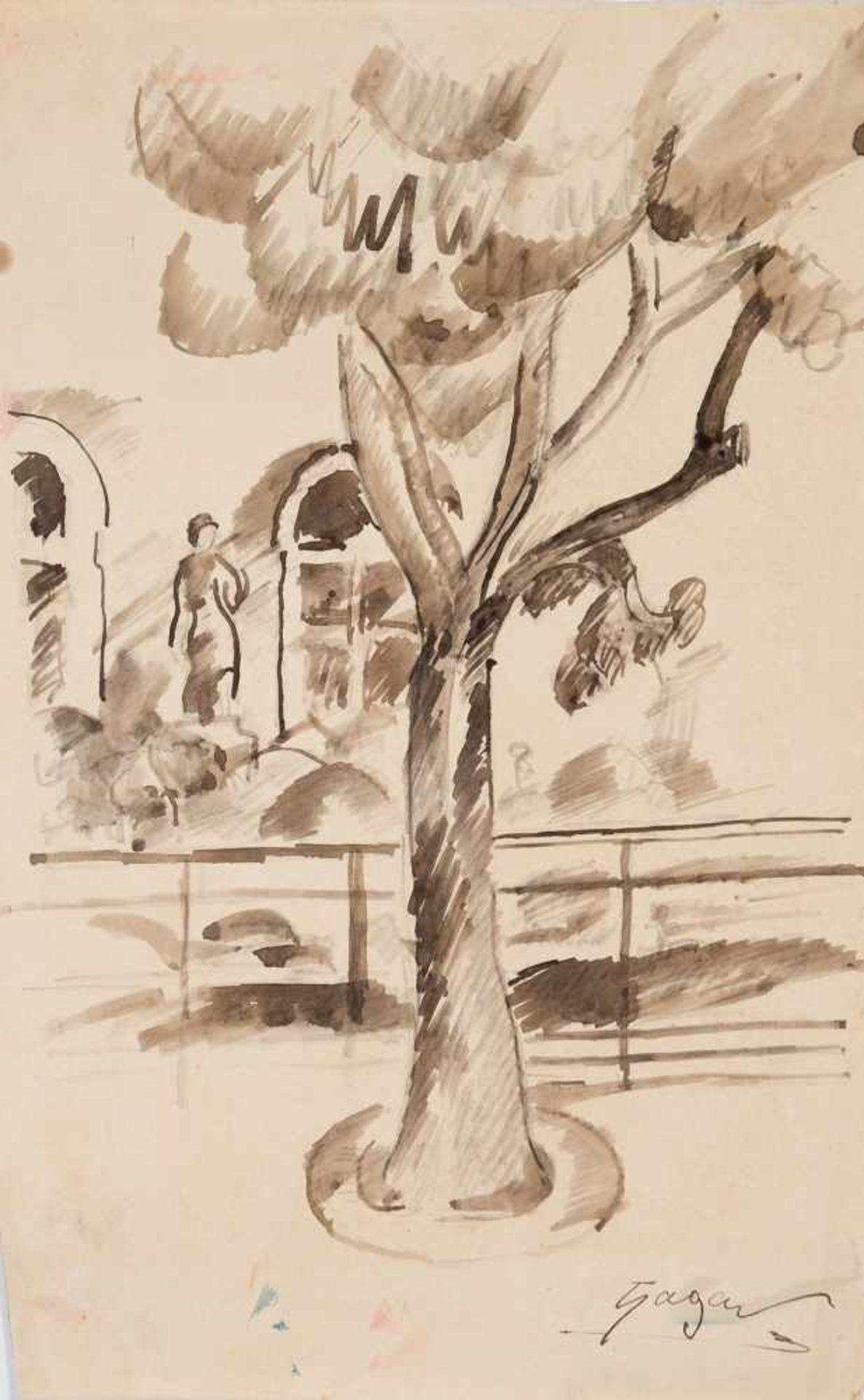 Celso Lagar (Ciudad Rodrigo, 1891 - Seville, 1966) Pencil and watercolour drawing on paper.