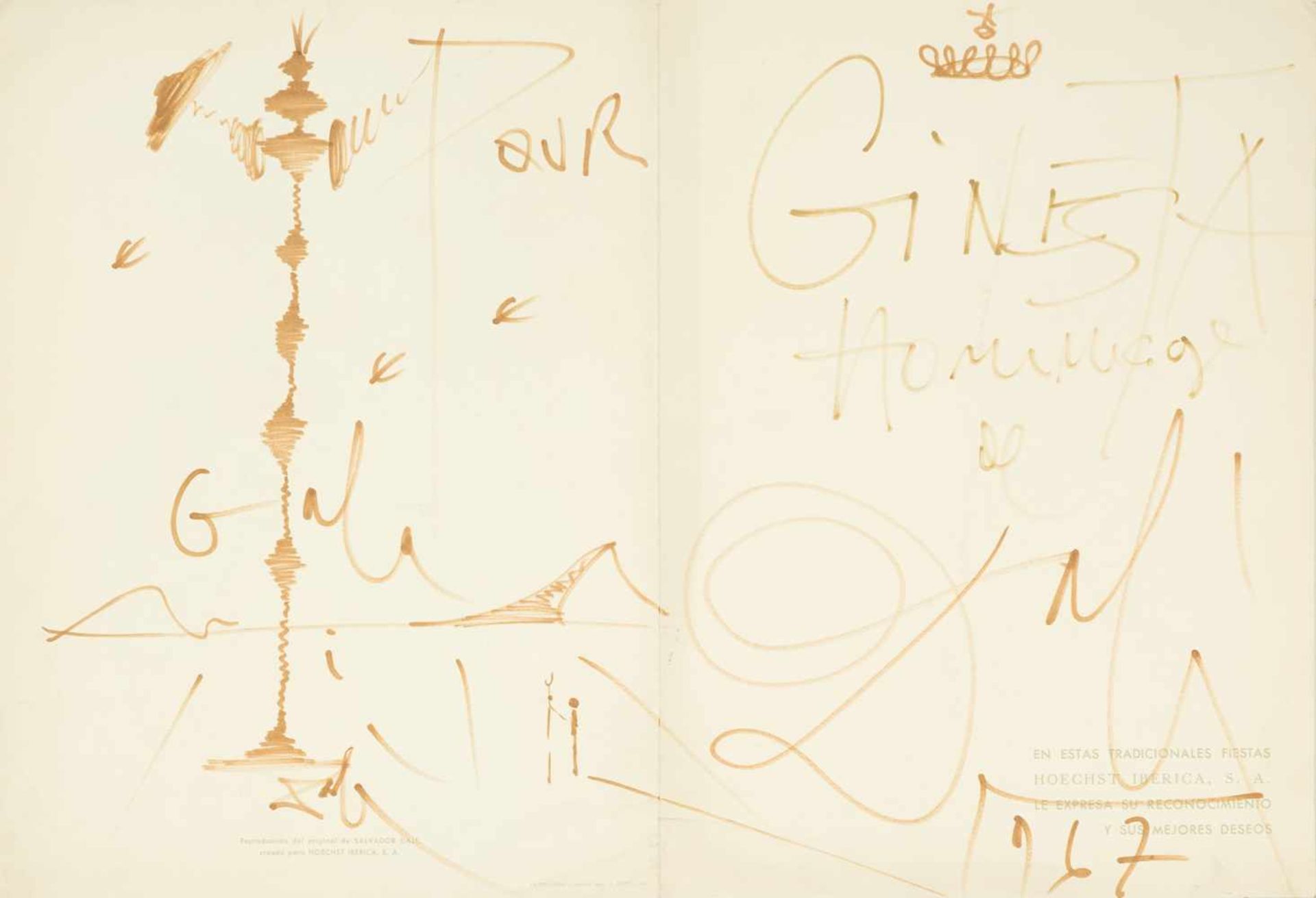 Salvador Dalí (Figueres, 1904 - 1989) Felt-tip pen drawing on paper. Signed and dated in 1967. Drawn