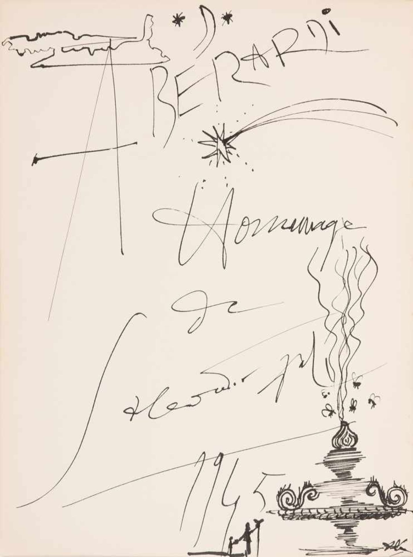 Salvador Dalí (Figueres, 1904 - 1989) Ink drawing on paper. Signed and dated in 1945. Drawn on the