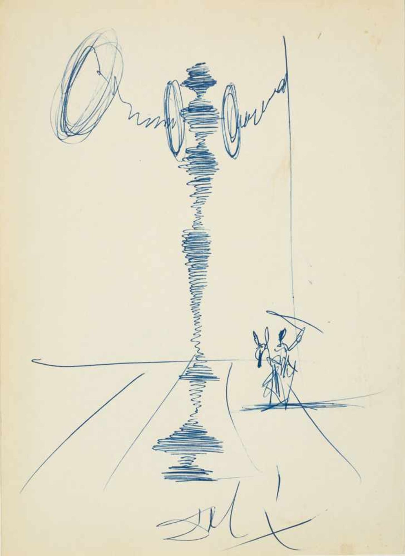 Salvador Dalí (Figueres, 1904 - 1989) "Don Quijote y Sancho Panza" Ballpoint pen drawing on paper. - Bild 2 aus 5