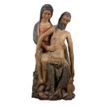 "Piety" Large, carved and polychromed sculptural group. European School. [...]