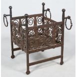 Wrought iron brazier. Romanesque style. 18th-19th century. 49 x 46 x 42 cm. -