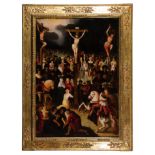 Louis Caullery (ca. 1580 - Antwerp, 1621) "Calvary" Oil on panel. Imposing carved, [...]