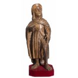 Saint Roch Carved, walnut wood sculpture. Flemish. Gothic. 15th century.Classic depiction of the