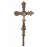 Gilded and chased processional cross with the figure of Christ. Spain. Gothic. 14th century.The ends