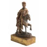 Saint Martin Carved and polychromed wooden sculpture. 17th century.26 x 16 x 7 cm