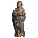 Saint. Carved and polychromed wooden sculpture. Andalucian School. Late 18th century.Height: 70 cm.