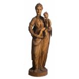 Madonna and Child Carved sculpture. Renaissance, Late 16th century. Height: 117 cm.