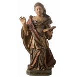 Annunciation of Our Lady Carved and polychromed wooden sculpture. Baroque. 17th century.Height: 34