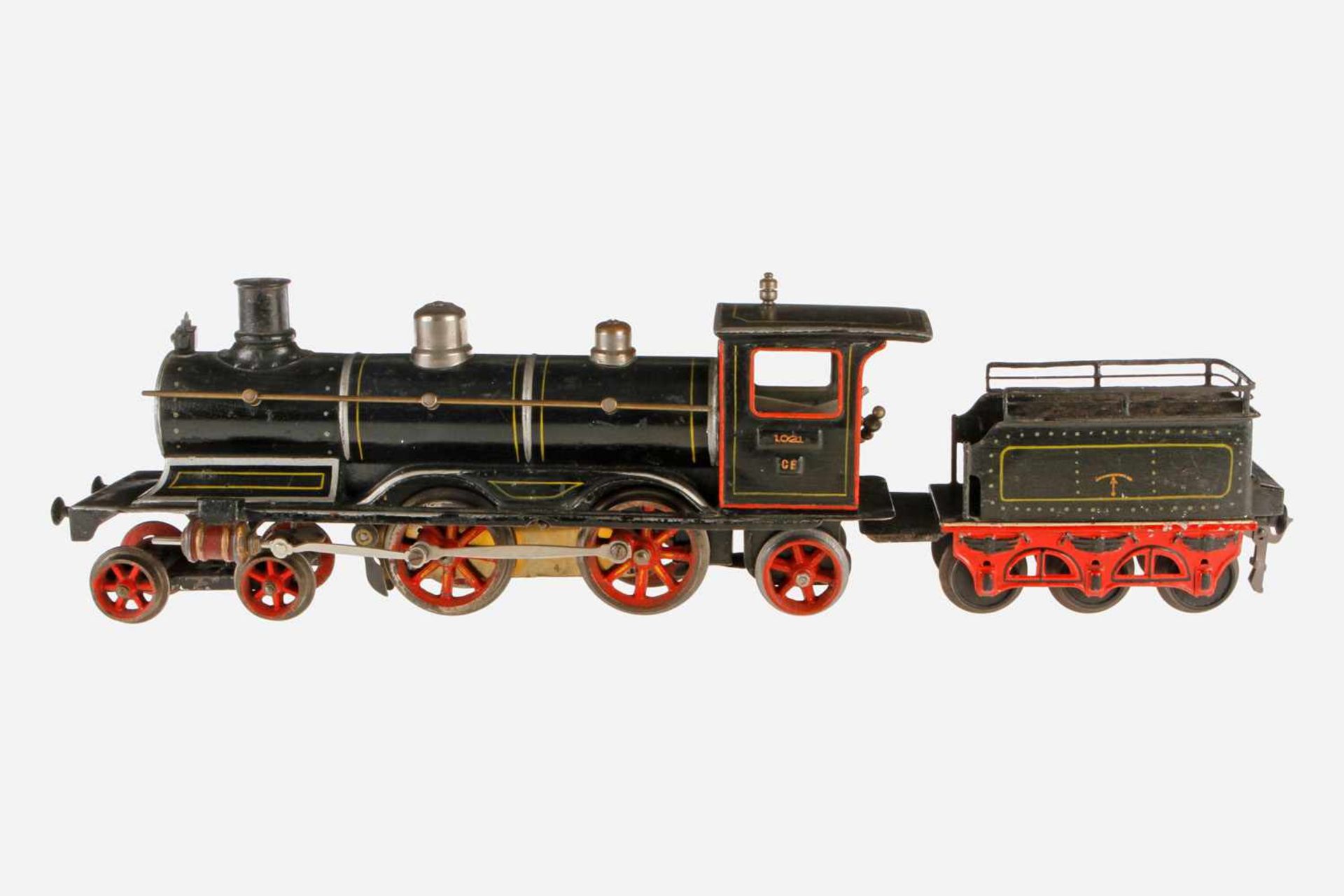 Märklin 2-B-1-Dampflok CE 1021, mit 3A Tender, S 1, Uhrwerk intakt (Triebstangen nicht passend), HL,