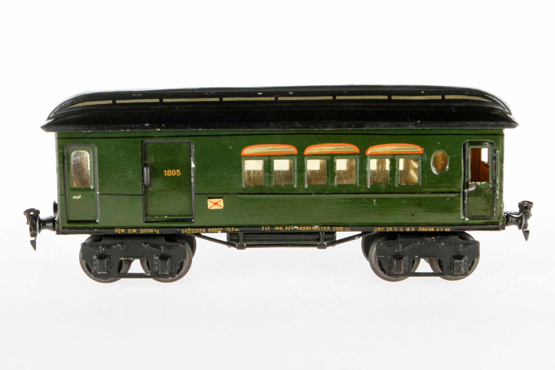 Märklin Post-/Gepäckwagen 1895, S 1, HL, mit Inneneinrichtung, 2 ST und 2 AT, LS und gealterter