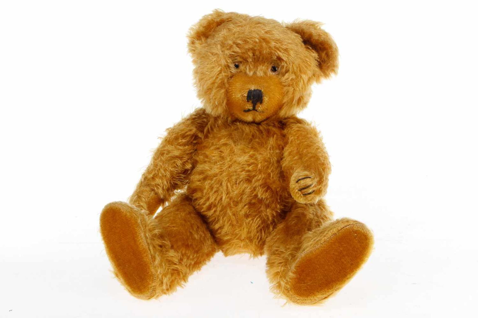 Teddybär, holzwollegestopft, Glasaugen, H 35, bespielt