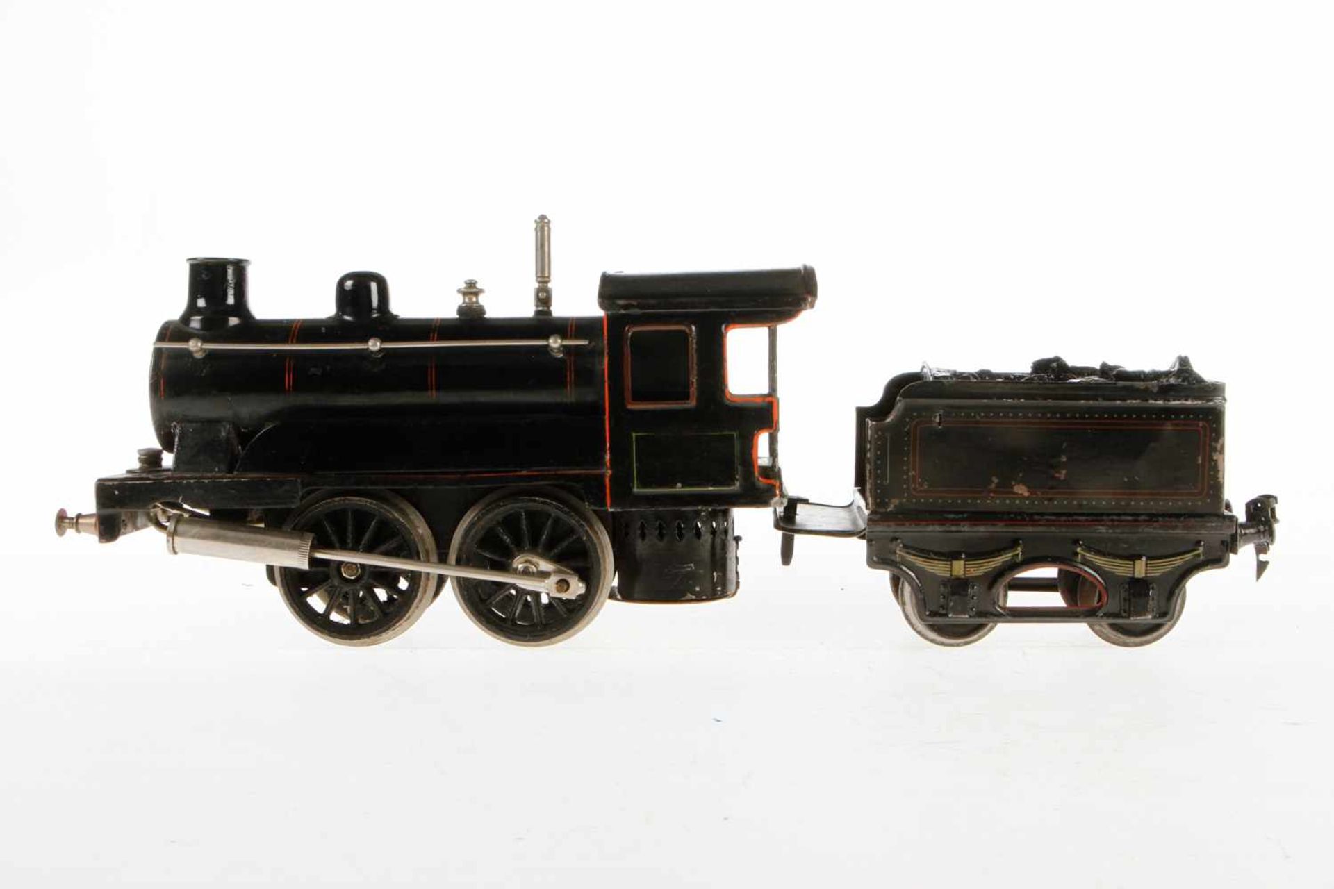 Märklin B-Dampflok, S 1, spiritusbetrieben, HL, mit Tender, Brenner fehlt, farbl. rest., bespielt