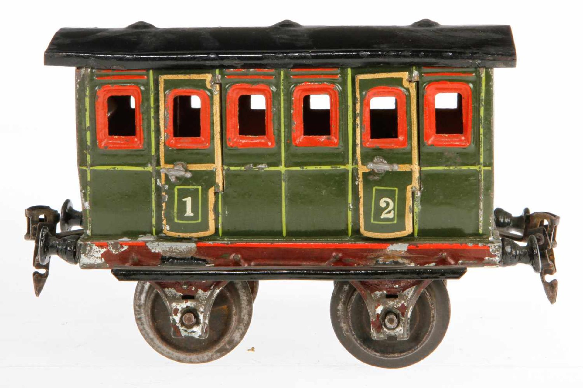 Märklin Abteilwagen 1806, S 1, uralt, grün HL, mit Inneneinrichtung, 4 AT und 2 langen