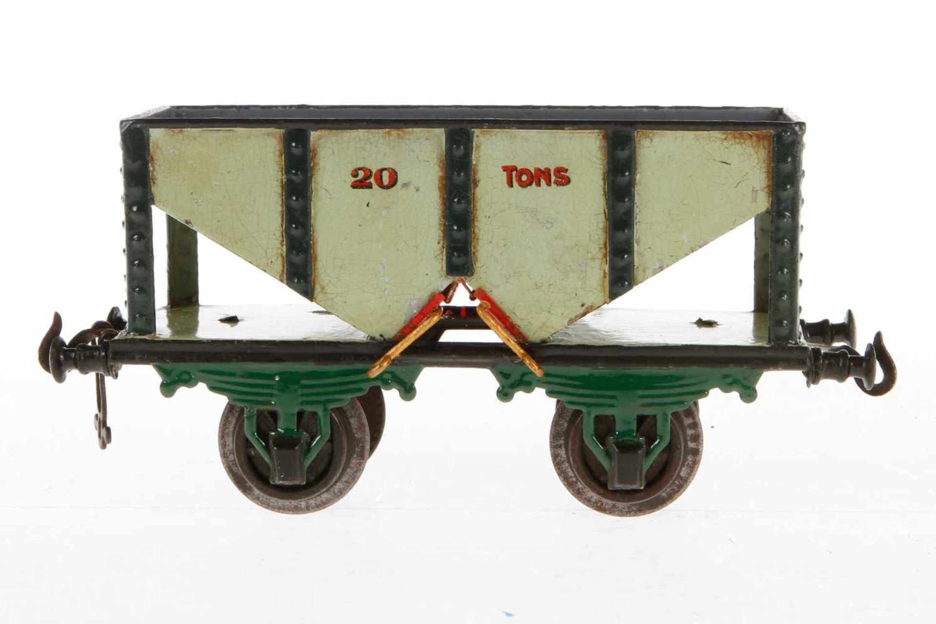 Bing Kohlenwagen 13668, S 1, uralt, HL, tw nachlackiert, LS und gealterter Lack, L 19,5, Z 3