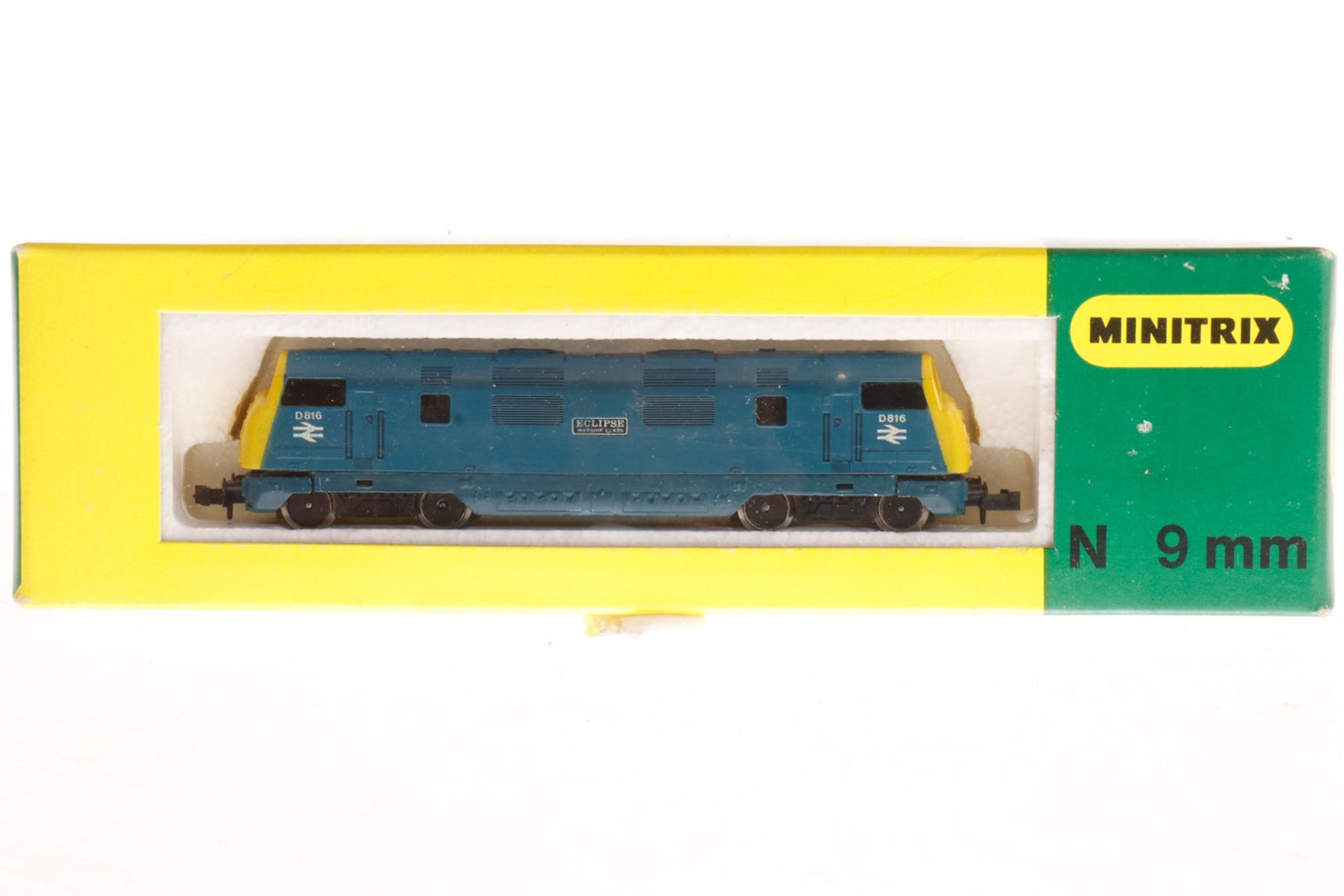 Minitrix Diesellok "D 816" 2034, S N, blau/gelb, Alterungsspuren, OK, Z 1-2