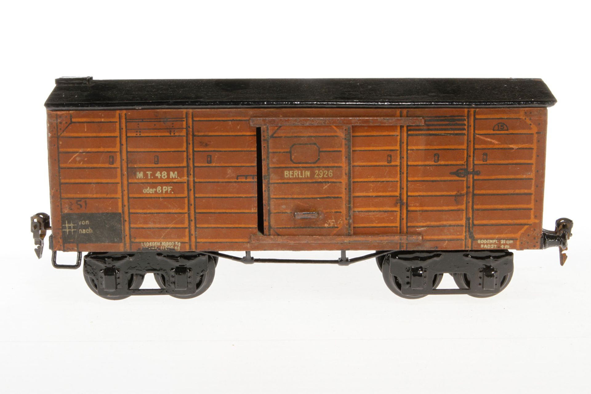 Märklin gedeckter Güterwagen 1926, S 1, HL, mit 2 ST, Schwarzbereich rest., LS, L 31, bespielt