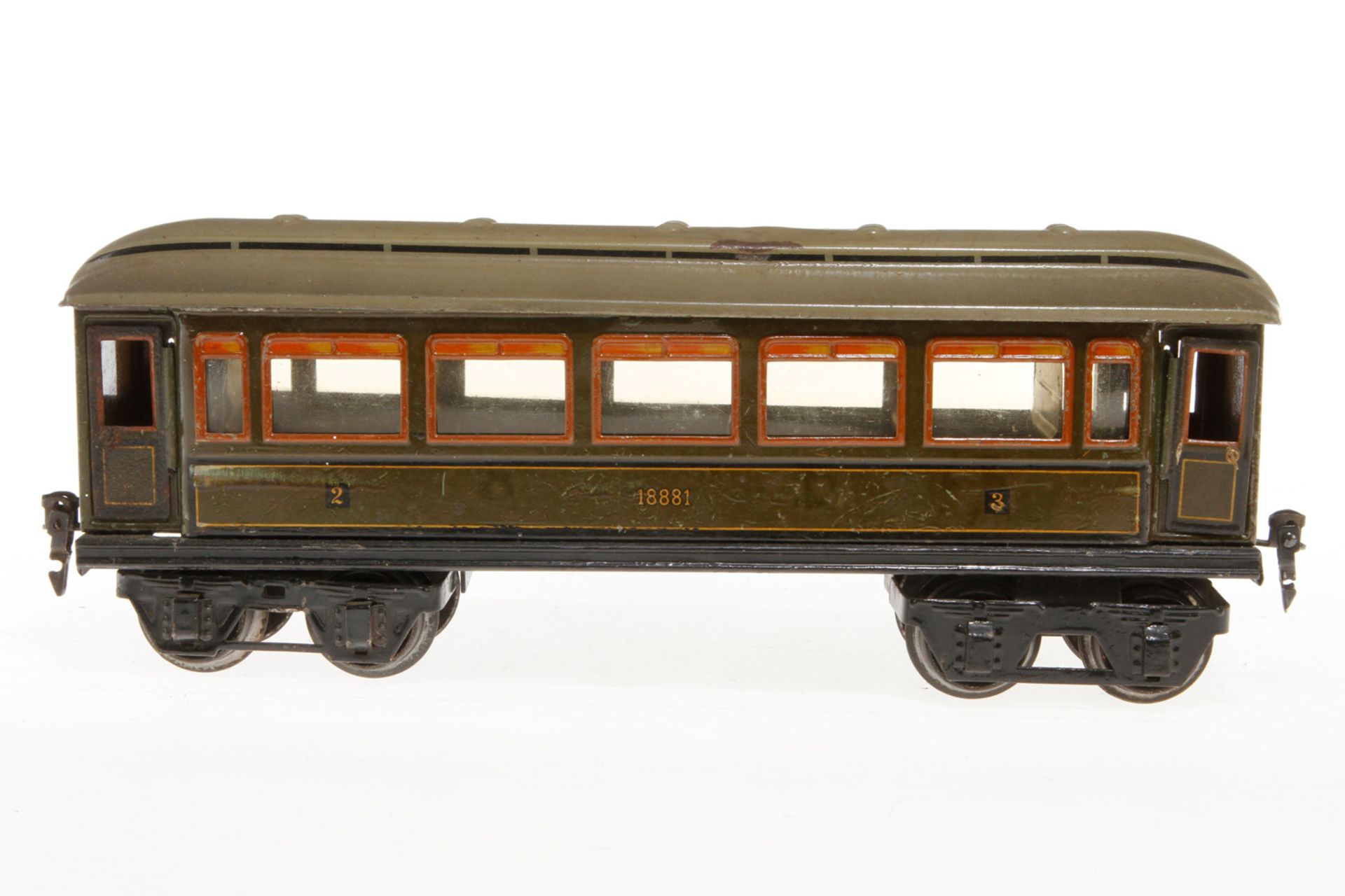 Märklin Personenwagen 1888, S 1, CL, mit Inneneinrichtung und 4 AT, Trittstufen fehlen, Puffer