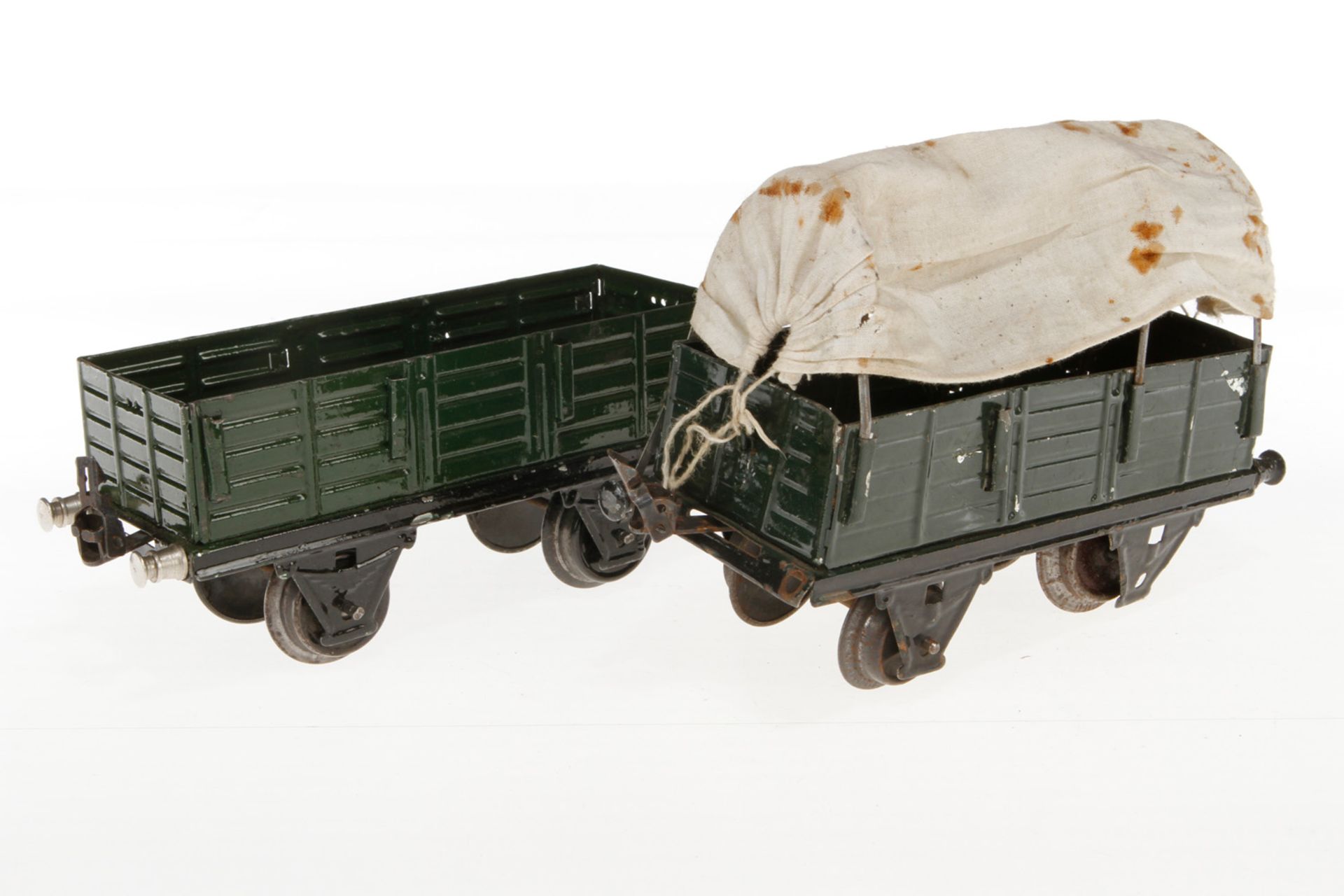 2 Märklin Planewagen, S 1, HL, NV, L 19,5, bespielt