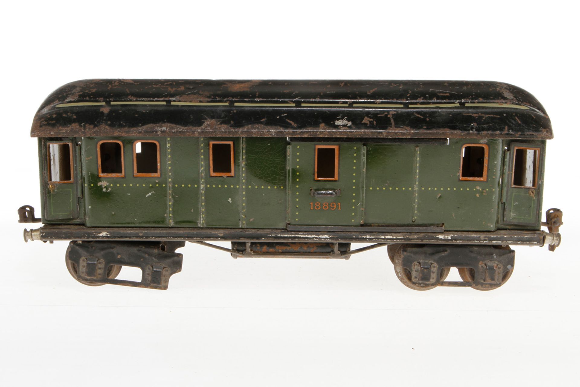 Märklin Gepäckwagen 1889, S 1, CL, mit 4 AT und 2 ST, Dach ersetzt, LS, NV, L 33, bespielt