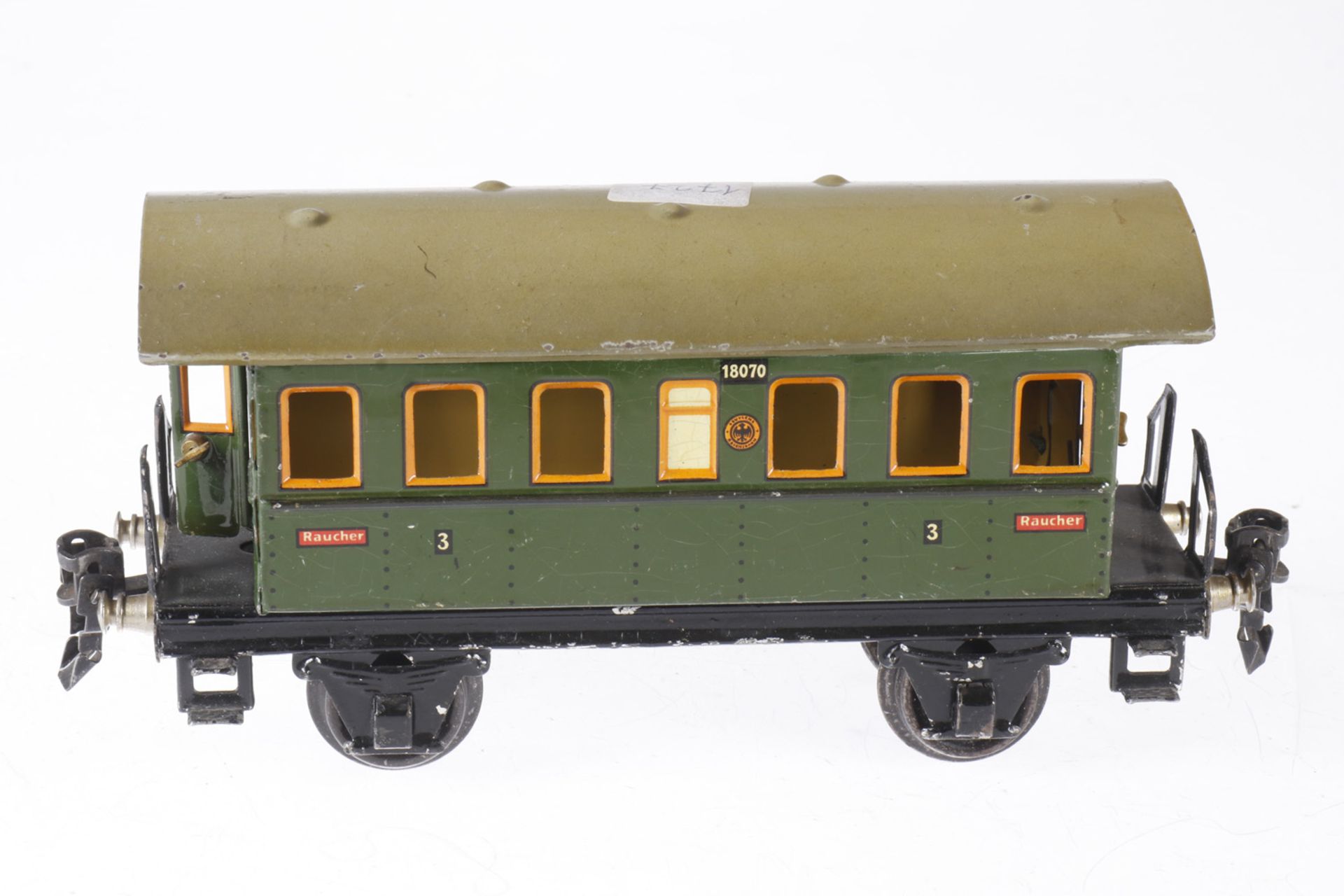 Märklin Personenwagen 1807, S 0, CL, mit 2 AT, 1 Achslagerblende fehlt, LS und gealterter Lack, L