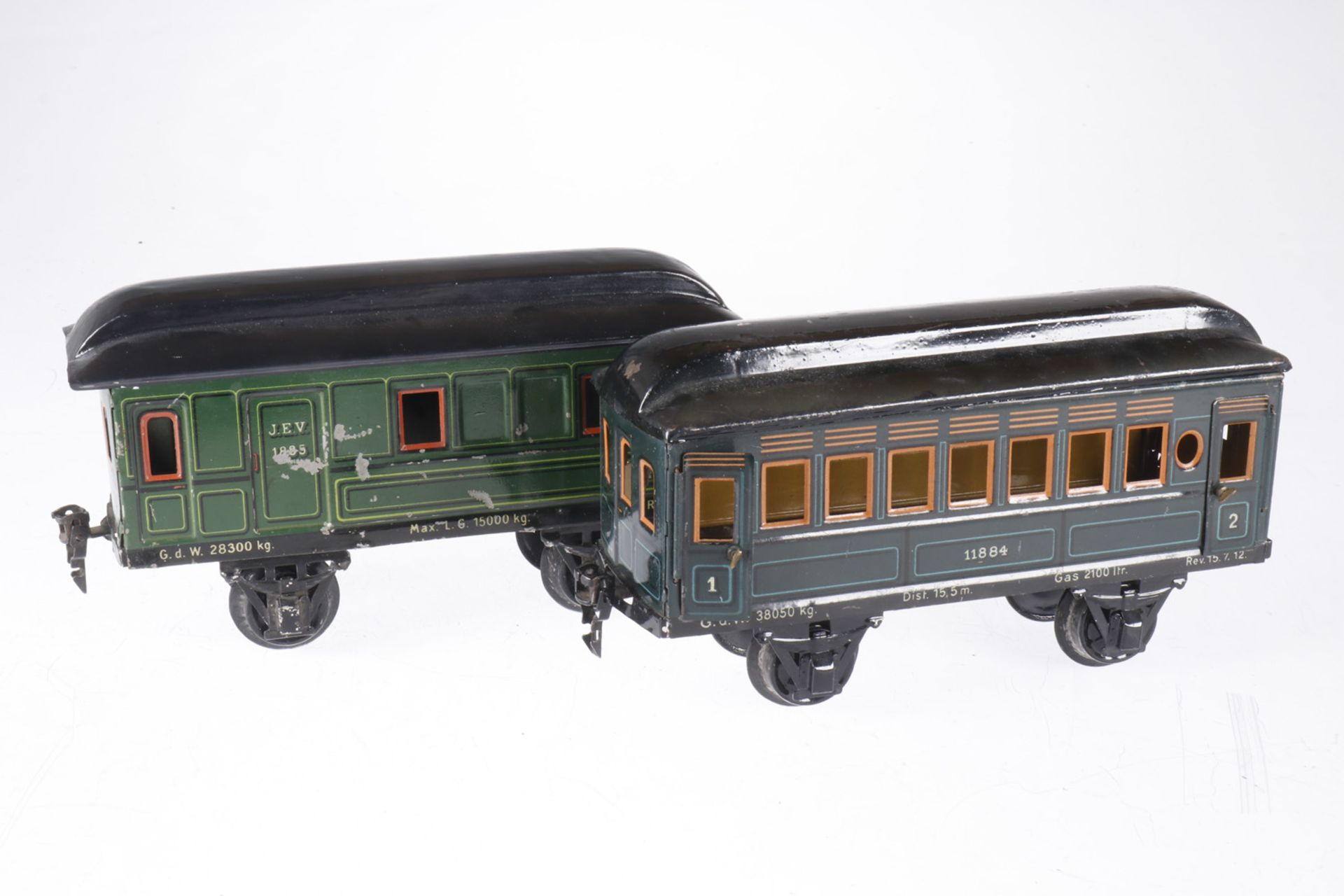 Märklin Personen- und Gepäckwagen 1884/1885, S 1, CL, 1 Dach meist, 1 komplett und 4 Achslager