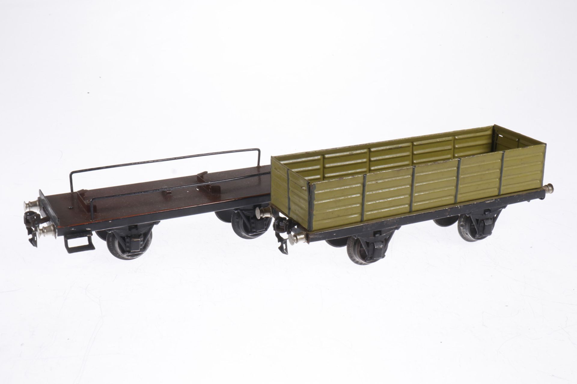 2 Märklin Güterwagen, S 1, 1 HL, 1 ÜL, NV, LS, L 24, bespielt