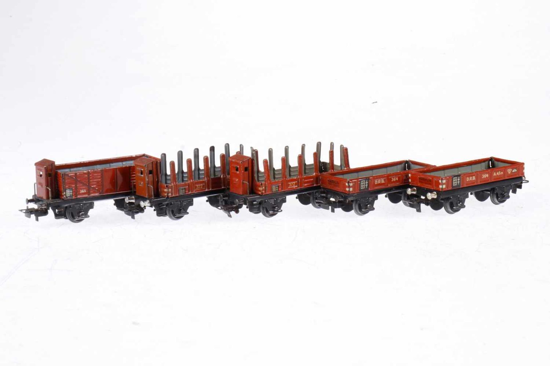 5 Märklin Güterwagen, S H0, Blech, LS, L 8,5 und 9, bespielt