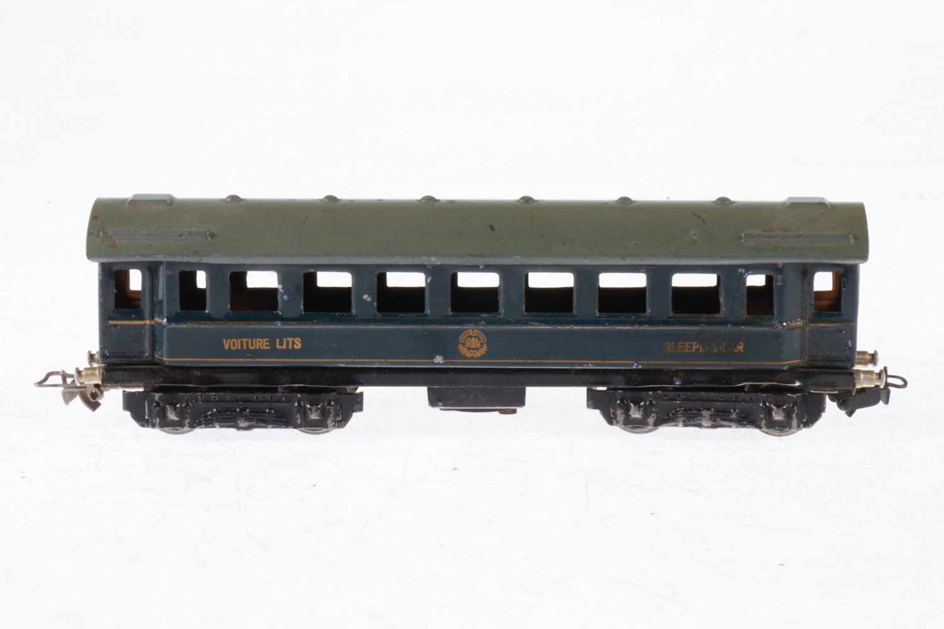 Märklin int. Schlafwagen 343 J, S H0, Blech, blau, L 17, bespielt