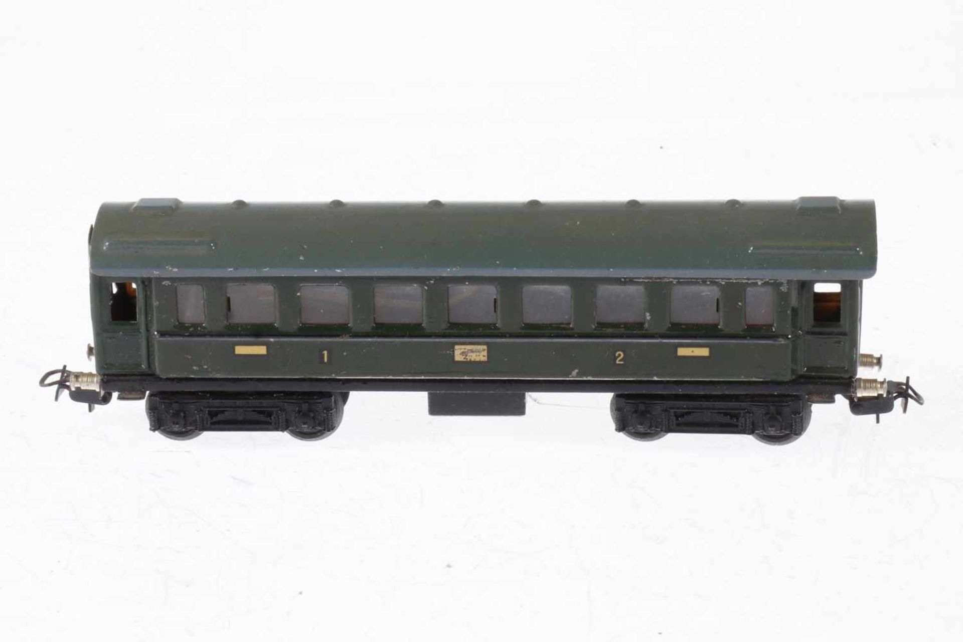 Märklin Personenwagen 341, S H0, Blech, grün, L 17, bespielt