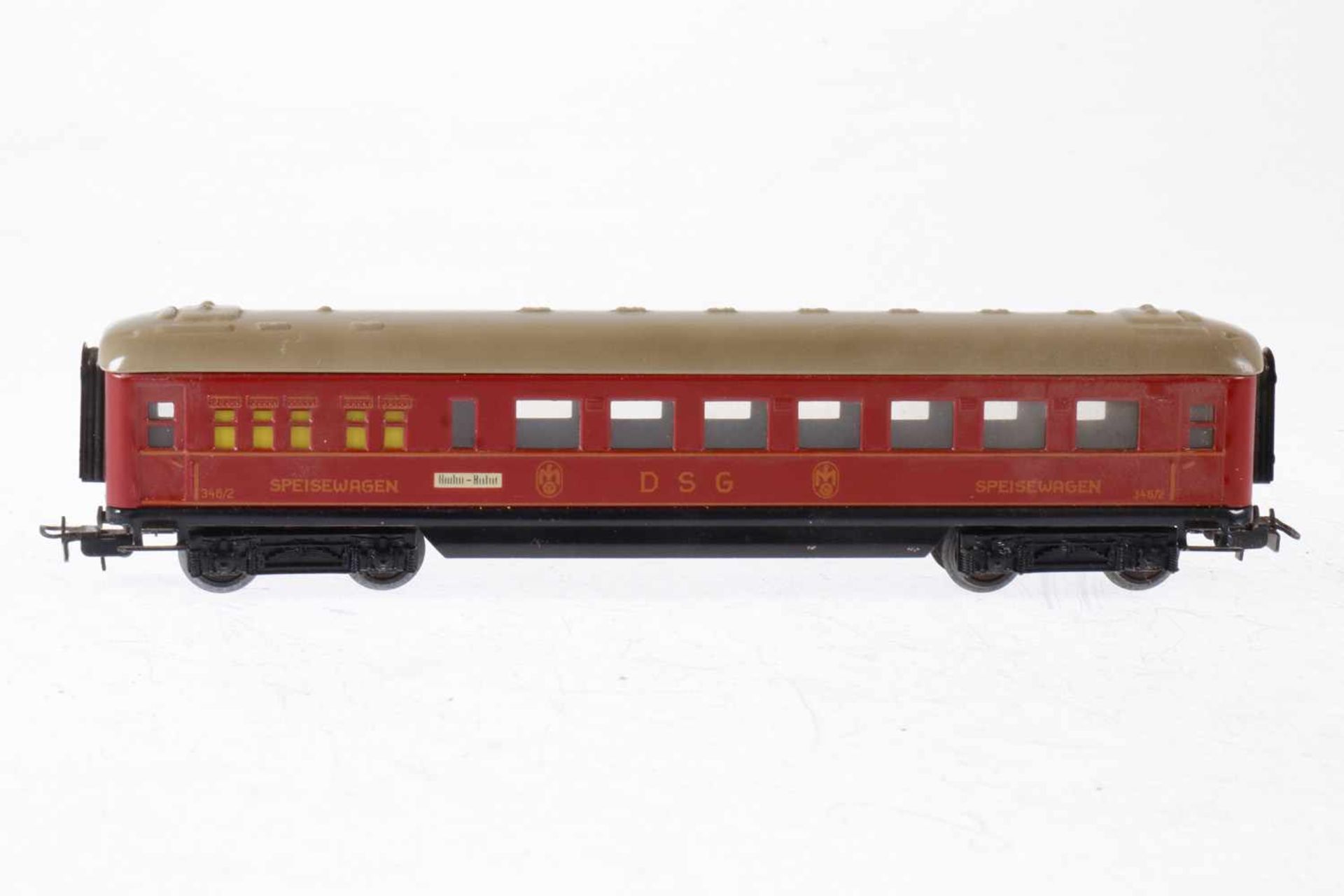 Märklin DSG Speisewagen 346/2, S H0, Blech, rot, L 20,5, bespielt