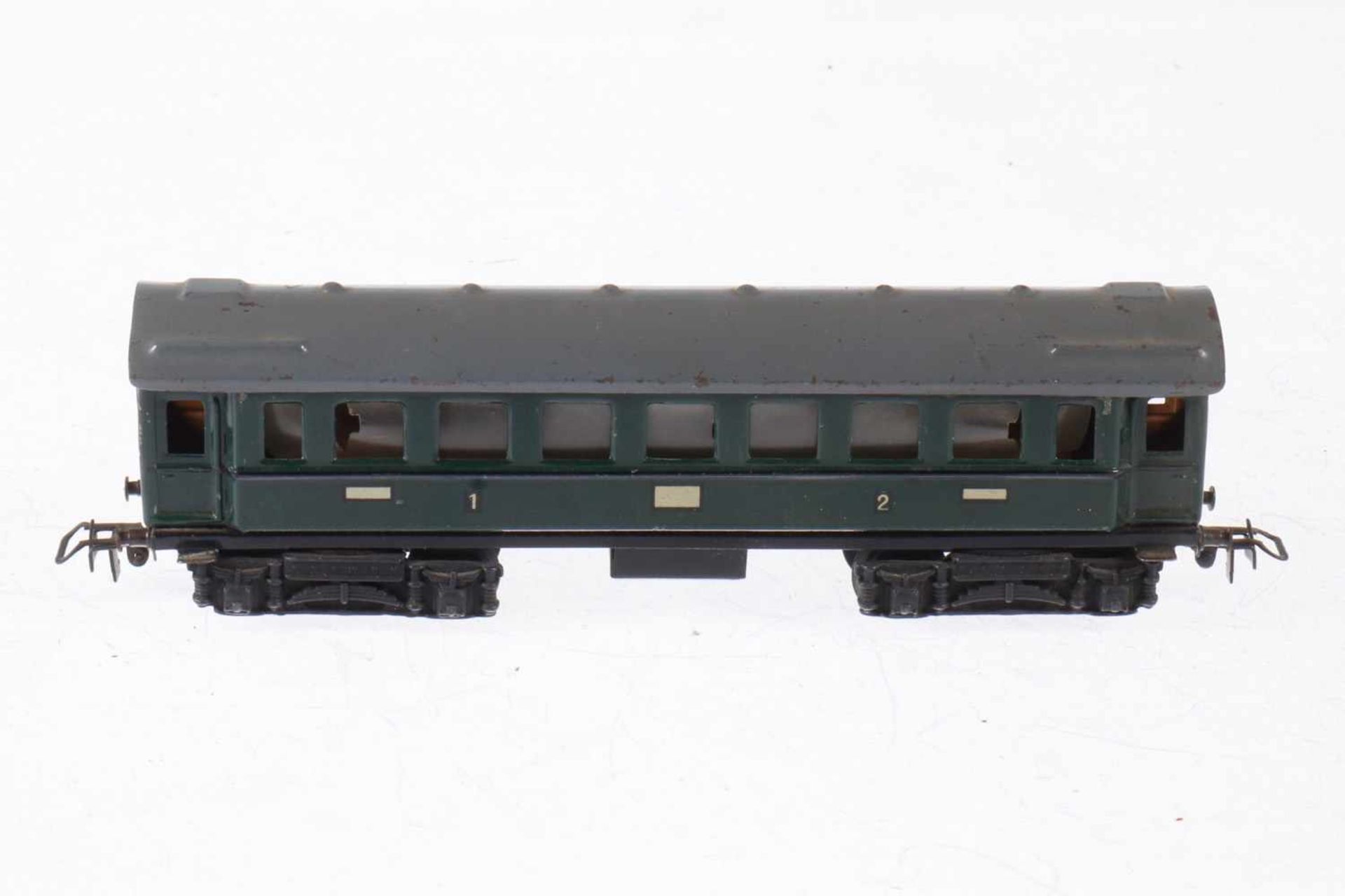 Märklin Personenwagen 341, S H0, Blech, grün, L 17, bespielt