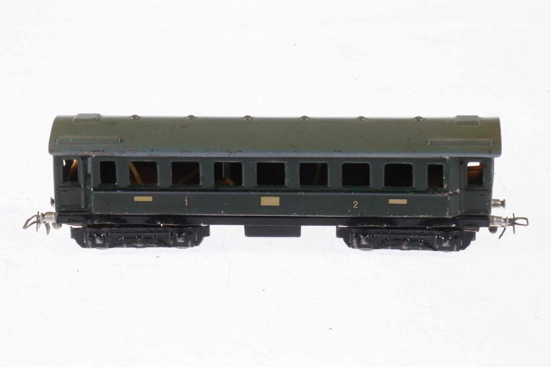 Märklin Personenwagen 341, S H0, Blech, grün, L 17, bespielt